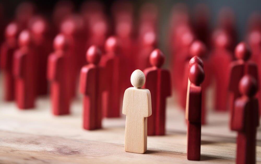 individual standing out from group showing limitation of communication workshops training