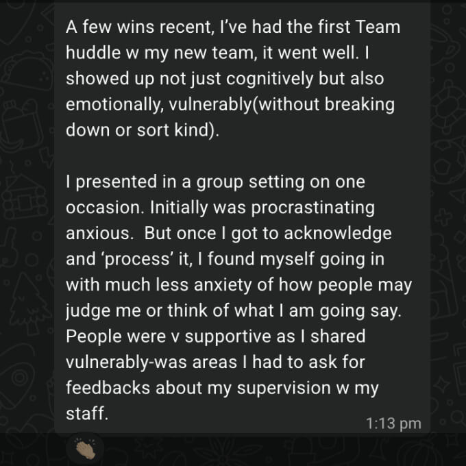 After executive communication coaching, Ellery's client was able to show up more fully instead of being stuck in her head. She experienced less anxiety in herself and increased support from her colleagues.